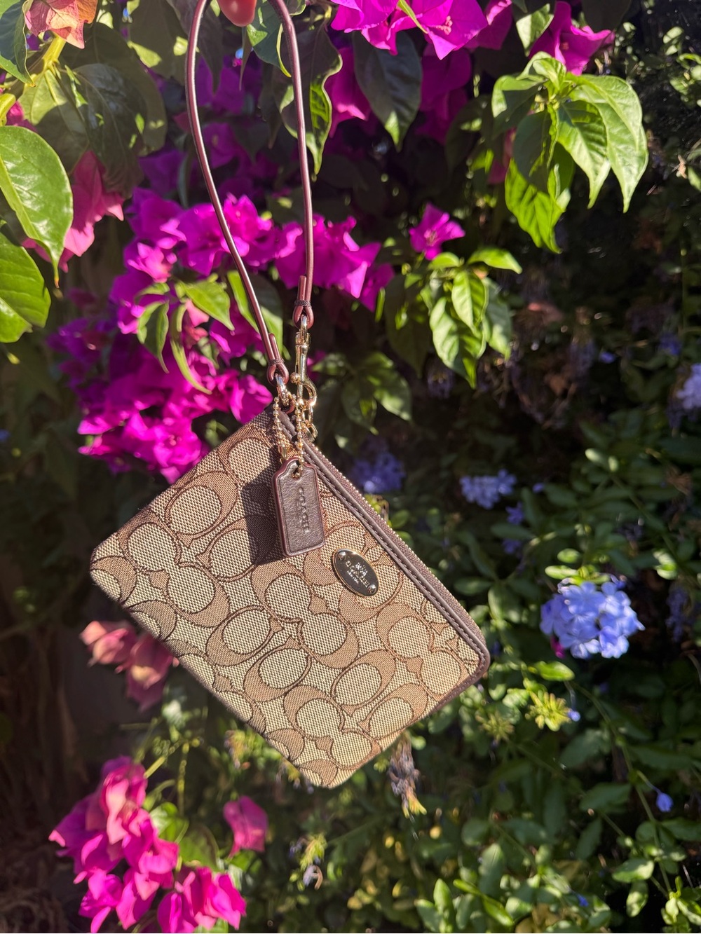 Coach Corner Zip Wristlet in Signature Canvas